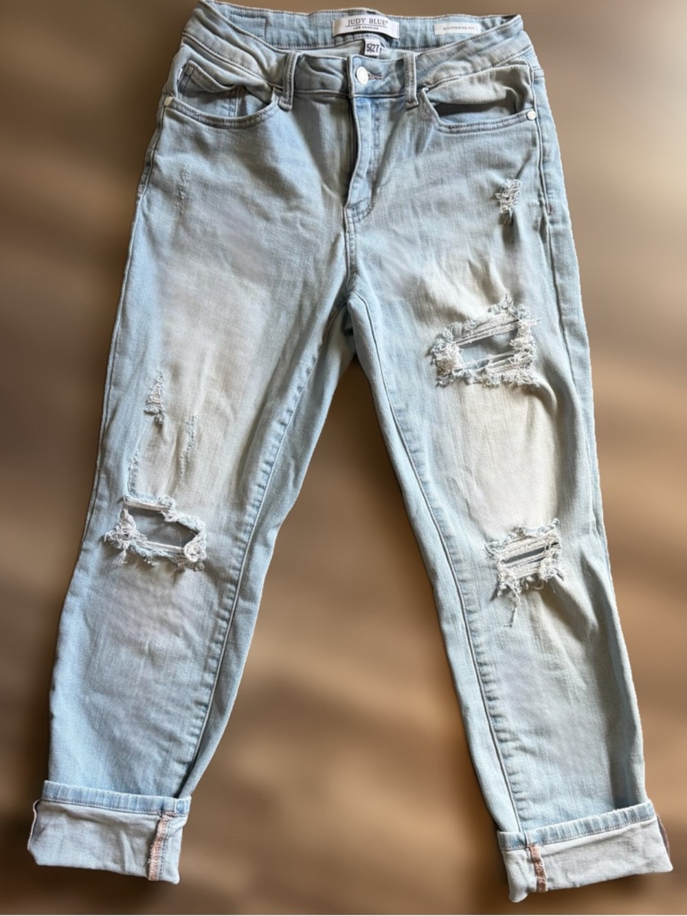 Judy Blue Boyfriend Fit Distressed Light Wash Jeans Size 5/27 - Picture 3 of 8
